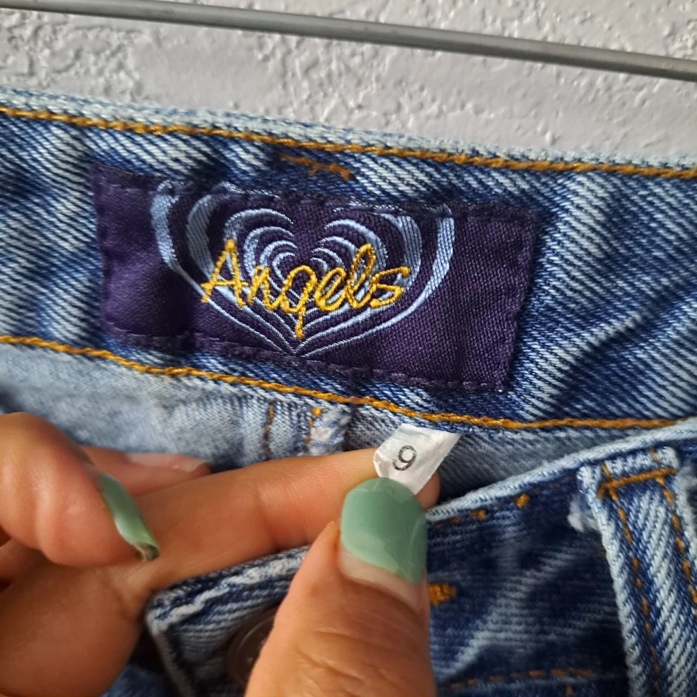 Angels Blue Jean Shorts with Floral Paint Design - Picture 3 of 6